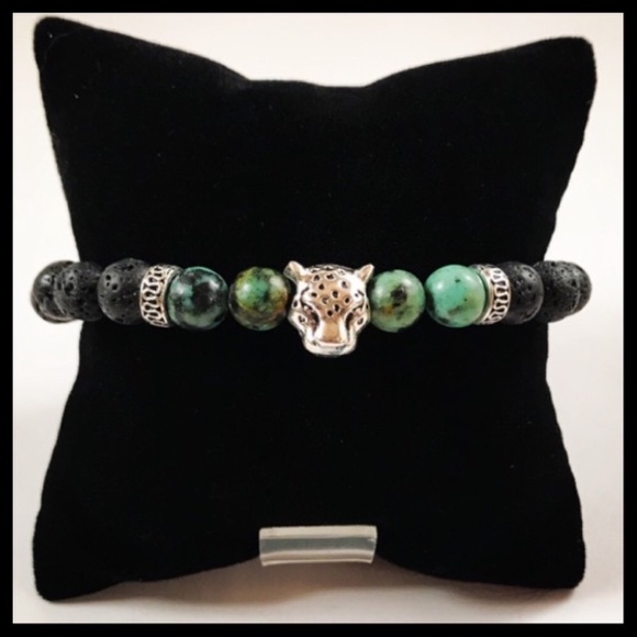 Men or women green turquoise lava rock panther - Picture 4 of 7